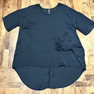 Melissa McCarthy Black V-Neck Pocket Hi-Low Hem Dolman Top 1X Blouse